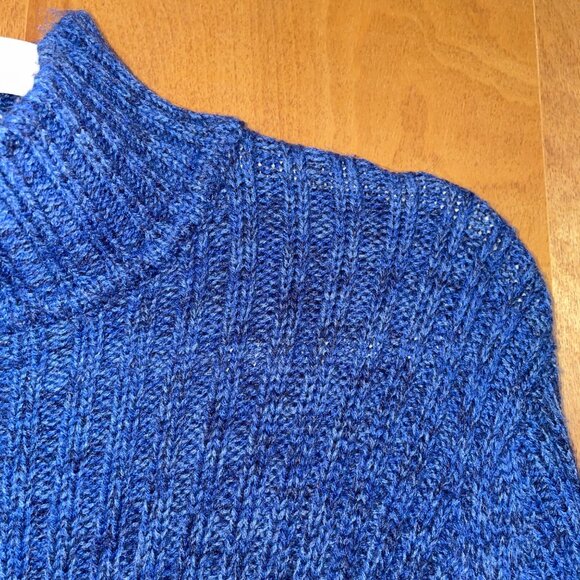 Classic Elements Blue Ribbed Turtleneck Sweater M 100% Acrylic Long Sleeve Knit - Picture 3 of 6